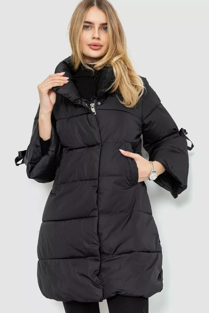 Купити Куртка жіноча демісезонна, колір чорний, 235R726 - Фото №1