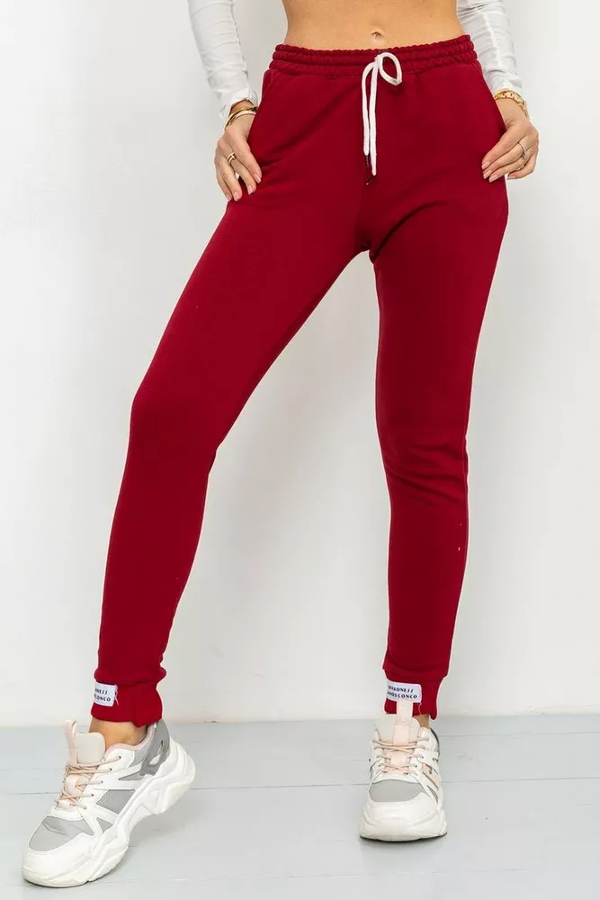 Купити Спорт штани жіночі демісезонні, колір бордовий, 226R025 - Фото №1