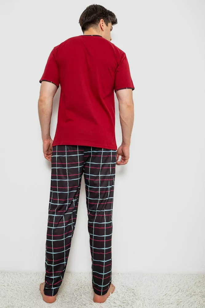 Купить Пижама мужская с принтом, цвет бордовый, 243R1006 - Фото №4