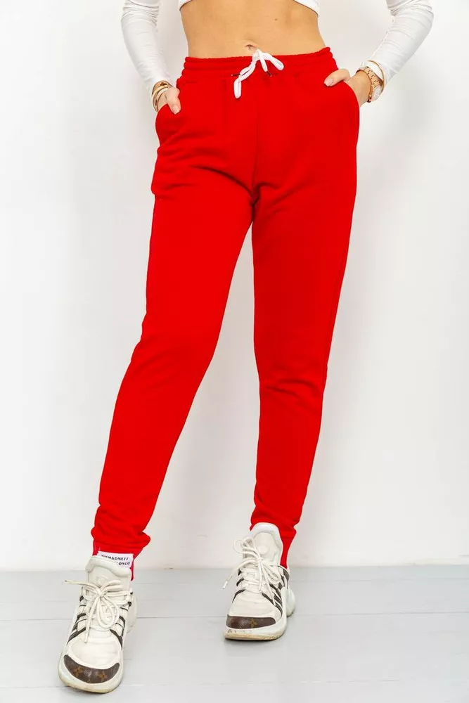 Купити Спорт штани жіночі демісезонні, колір червоний, 226R025 - Фото №1