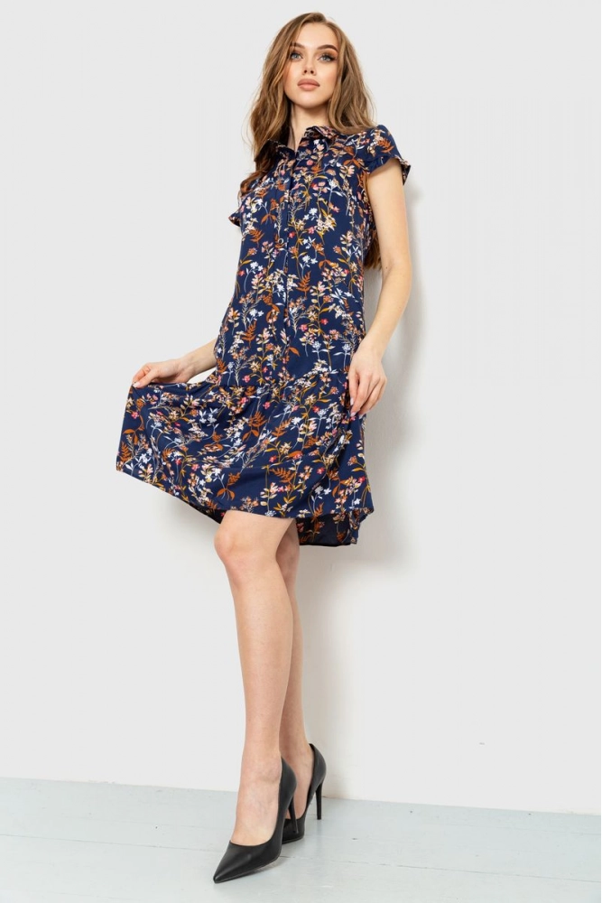 Купить Платье с принтом, цвет темно-синий, 230R026 - Фото №1