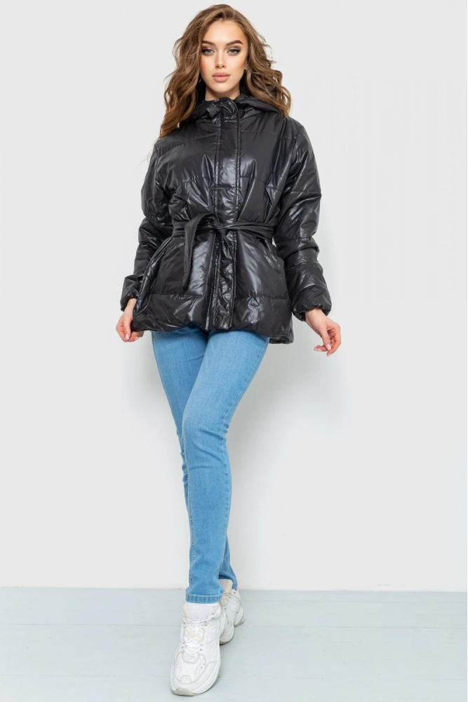 Купити Куртка жіноча демісезонна, колір чорний, 227R013 оптом - Фото №1