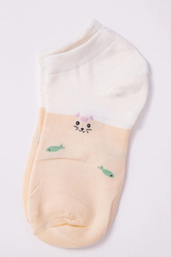 Купити Жіночі короткі шкарпетки світло-бежевого кольору 151RBY-29 оптом - Фото №1