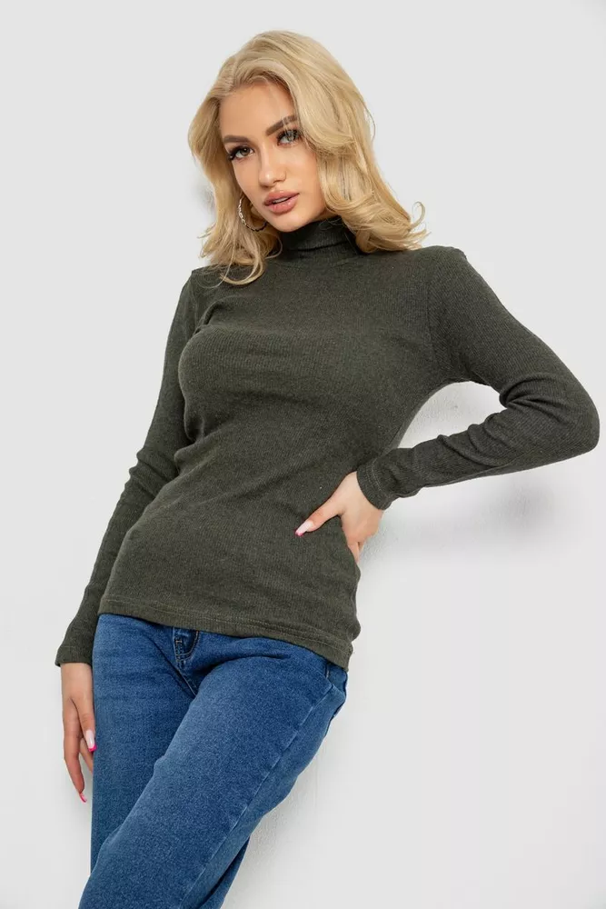 Купити Гольф жіночий в рубчик, колір хакі, 238R505 оптом - Фото №3