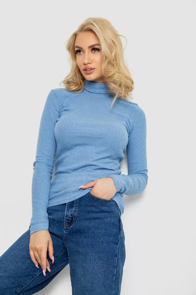Купити Гольф жіночий в рубчик, колір джинс, 238R505 - Фото №3