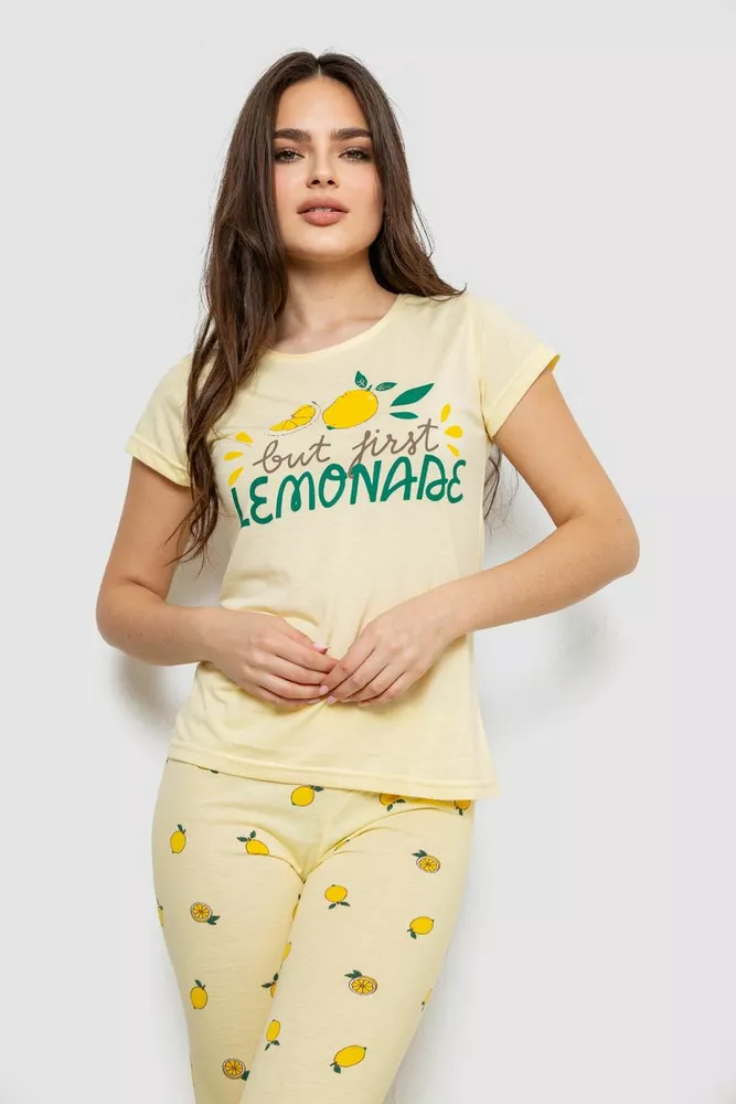 Купити Жіноча піжама з принтом, колір жовтий, 243R7051 - Фото №2