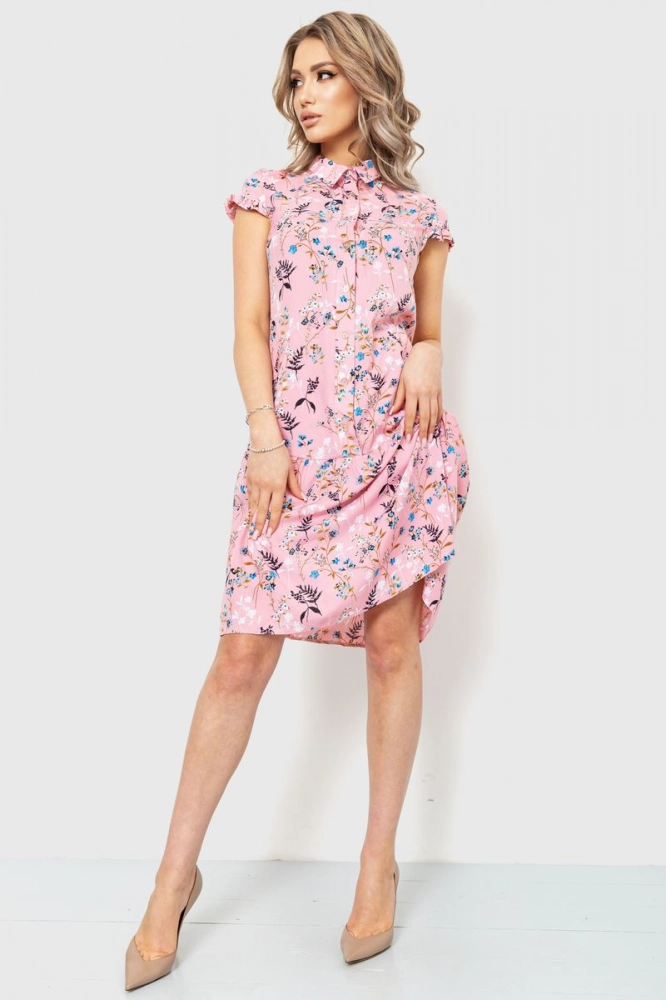 Купити Сукня з принтом, колір рожевий, 230R026 - Фото №1