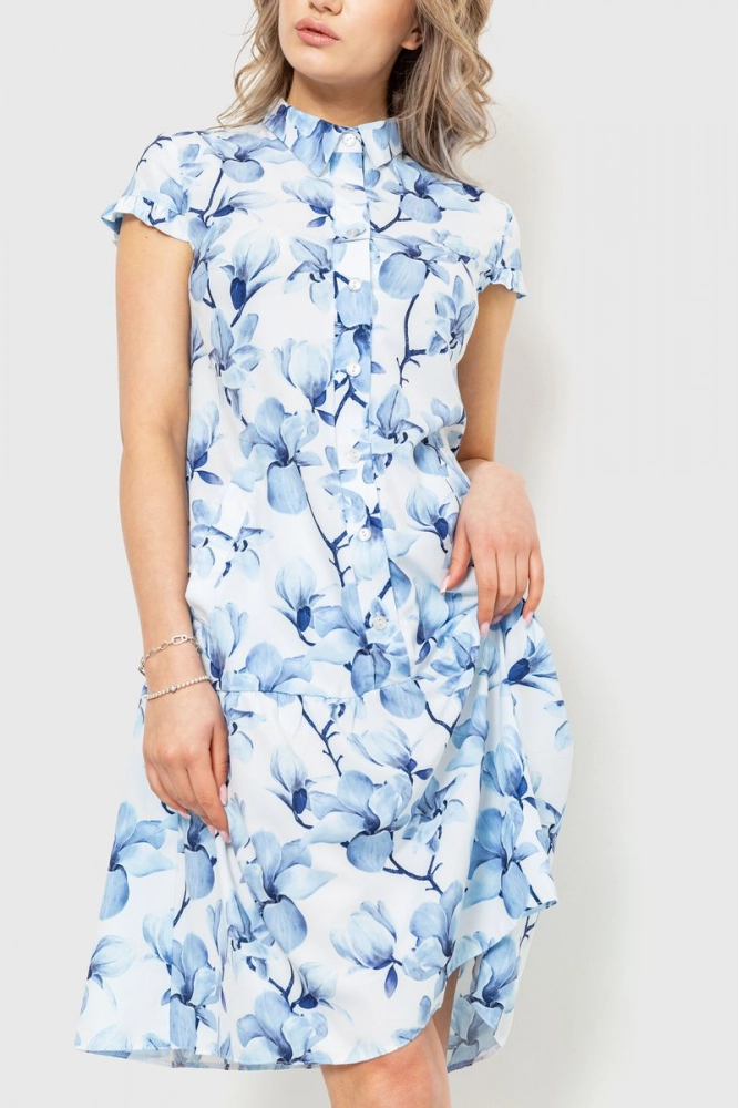 Купити Сукня з принтом, колір сіро-синій, 230R026 - Фото №1