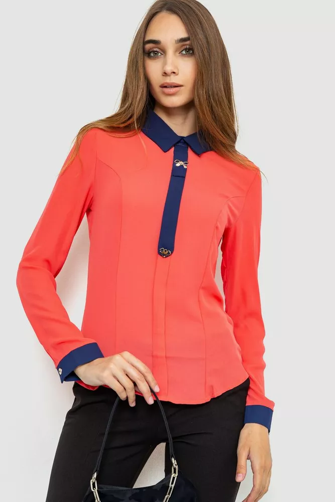 Купити Блуза ошатна, колір кораловий, 186R101 оптом - Фото №1