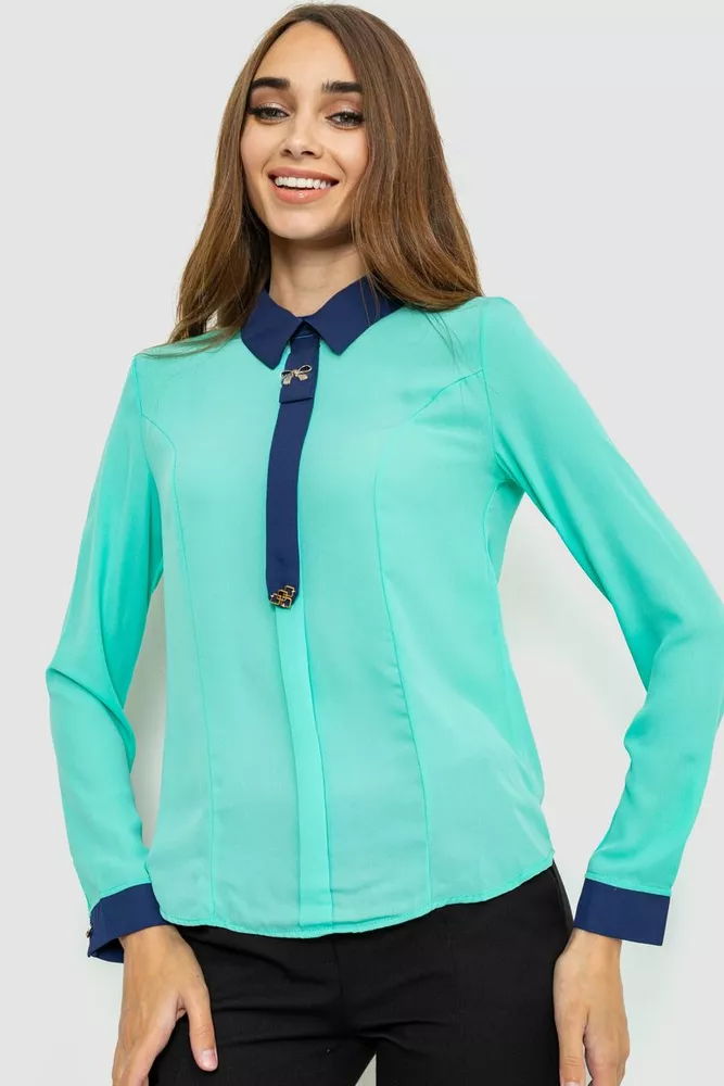 Купити Блуза ошатна, колір м'ятний, 186R101 - Фото №1