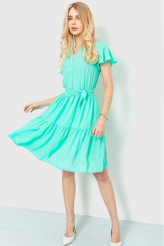 Купить Платье однотонное, цвет мятный, 230R023-2 - Фото №1