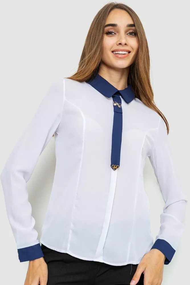 Купити Блуза ошатна, колір білий, 186R101 оптом - Фото №1