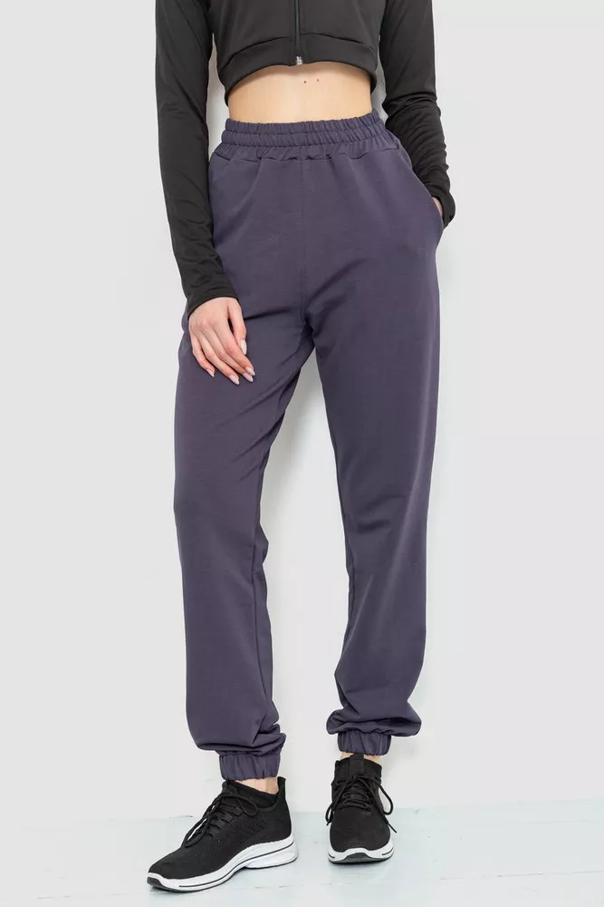 Купити Спорт штани жіночі двонитка, колір темно-сірий, 102R292-1 - Фото №1