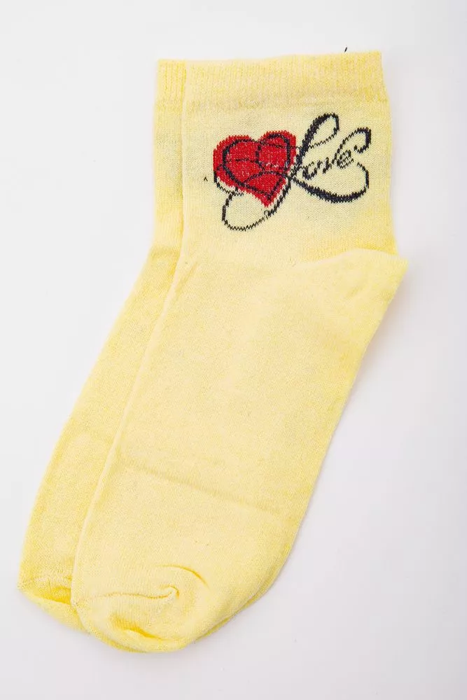Купить Женские носки, желто-красного цвета с принтом, средней длины, 167R346 оптом - Фото №1