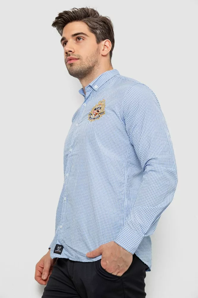 Купити Сорочка чоловіча в клітинку, колір блакитний, 214R9030 - Фото №3
