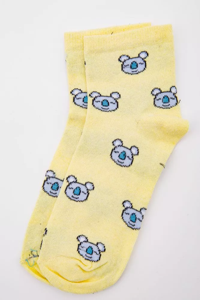 Купить Женские носки, желтого цвета с принтом, средней длины, 167R346 - Фото №1