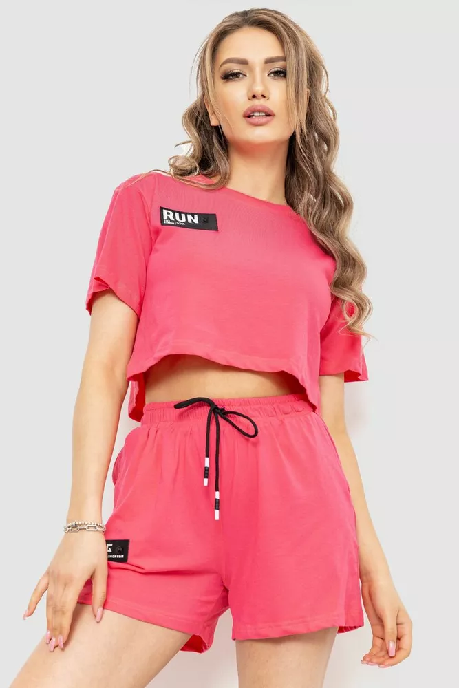 Купити Костюм жіночий повсякденний футболка+шорти 198R2014, колір рожевий, 198R124 - Фото №1