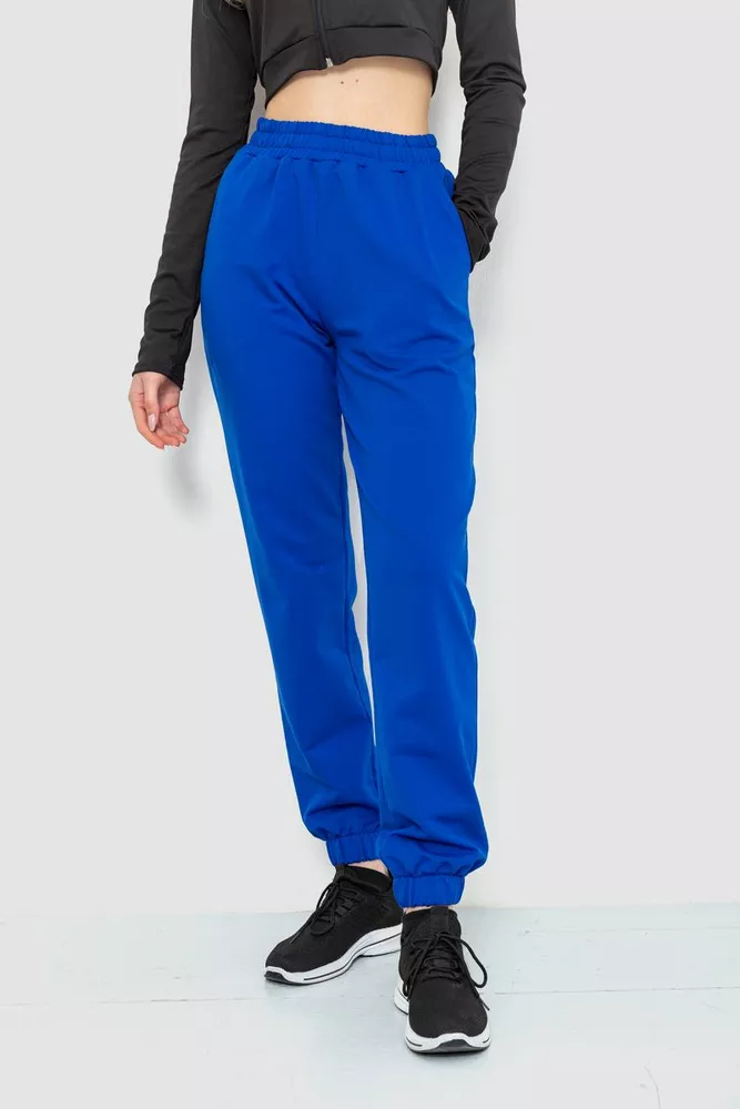 Купити Спорт штани жіночі двонитка, колір синій, 102R292-1 оптом - Фото №1