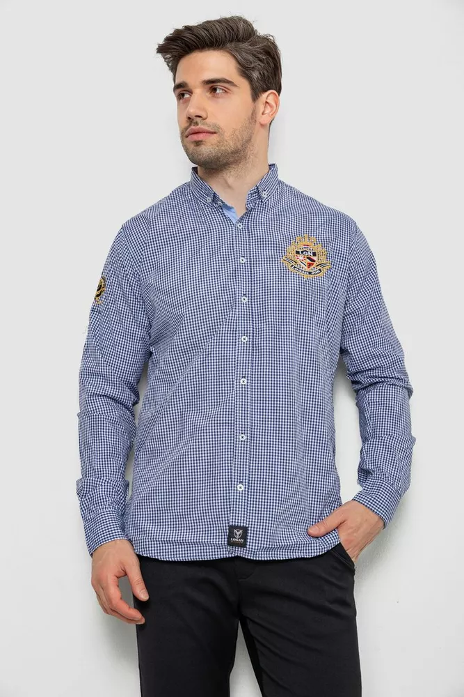 Купить Рубашка мужская в клеточку, цвет синий, 214R9030 - Фото №1