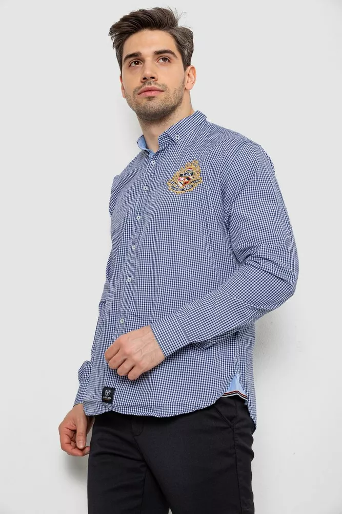 Купить Рубашка мужская в клеточку, цвет синий, 214R9030 - Фото №3