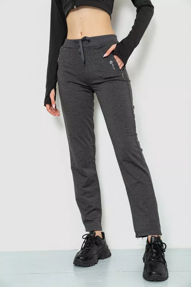 Купить Спорт штаны женские, цвет темно-серый, 244R514 - Фото №1
