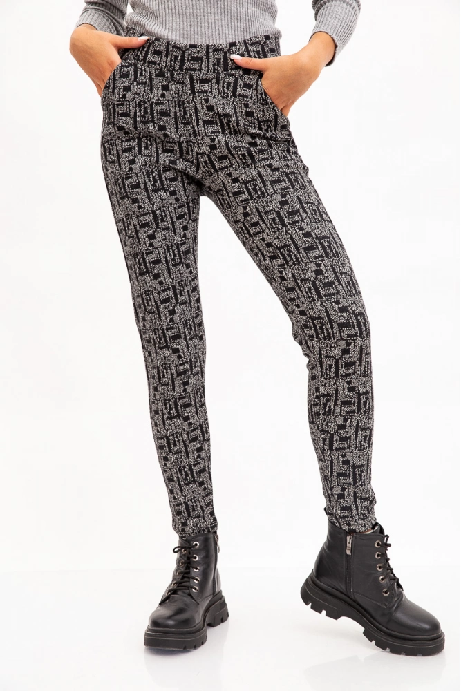 Купити Штани-легінси з кишенями жіночі середня посадка чорно-сірі 117R540 - Фото №1