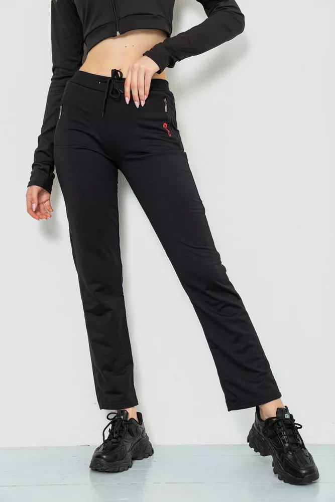 Купить Спорт штаны женские, цвет черный, 244R514 - Фото №1