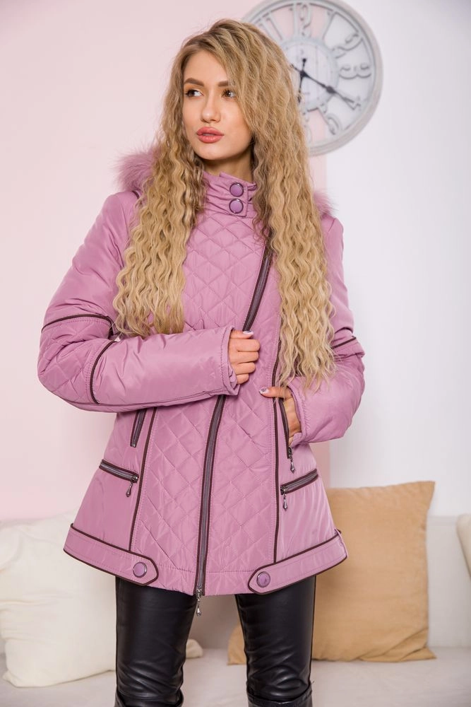 Купить Женская куртка с капюшоном, сливового цвета, 182R1144-1 оптом - Фото №1