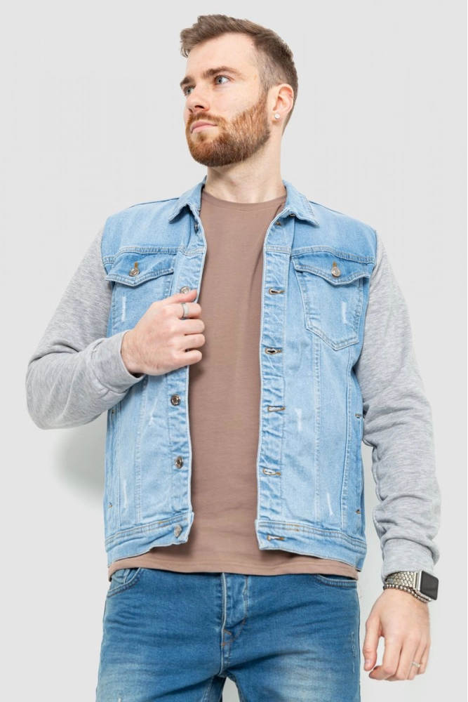Купити Куртка чоловіча джинсова, колір блакитний, 157R2007 оптом - Фото №1