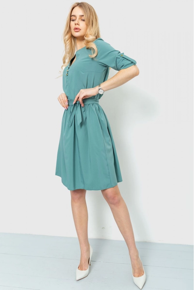 Купити Сукня однотонна, колір темно-оливковий, 230R006-10 - Фото №1