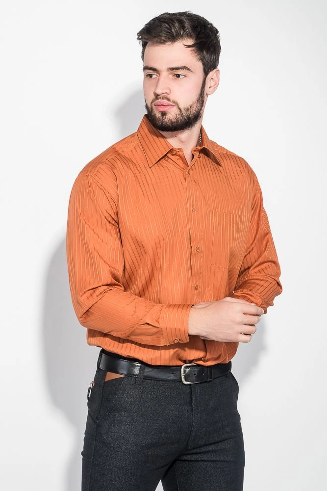 Купить Рубашка мужская классический покрой  AG-0008048-62 -уценка, цвет Кирпичный - Фото №1
