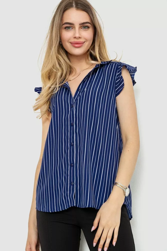 Купить Блуза в полоску, цвет синий, 244R193 оптом - Фото №1