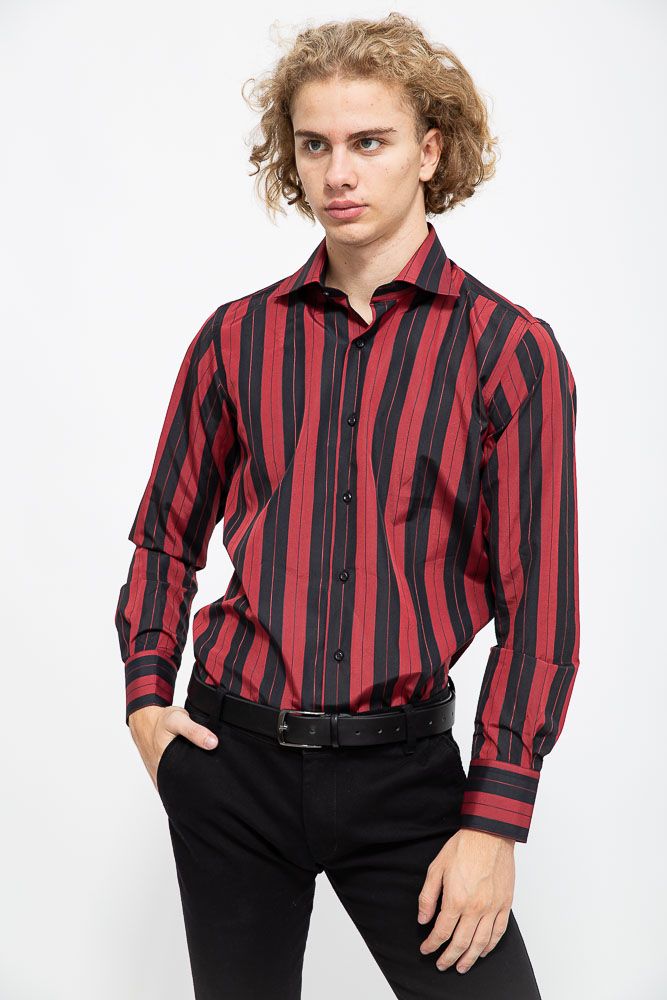 Рубашка мужская 113R294 цвет Бордово-черный